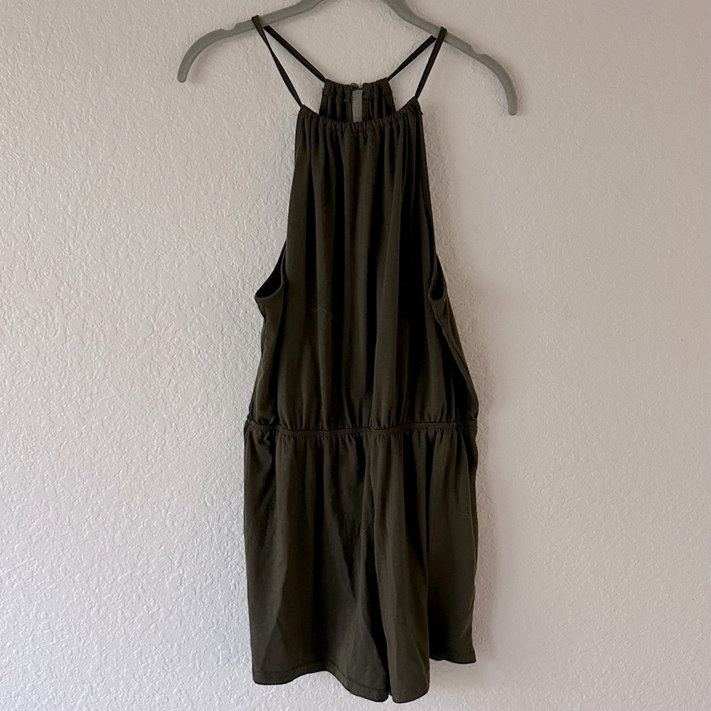SHEIN Women’s L Olive Green Halter Romper Sleeveless Casual Shorts